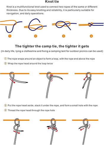 Rope Tie Tightening Tool - 6*Paracord Adjusters Roller and 4*10Ft Ropes Set | 35 Lbs Load Capacity Rope, 115 Lbs Load Stringht Tensioner Alloy Buckle Tie Down for Camping, Traps, Guy Lines, Outdoors Camp in Saudi Arabia