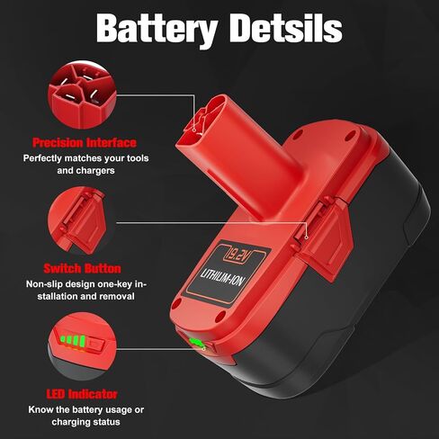 2Pack 8.0Ah 19.2 Volt Replacement for Craftsman 19.2V Battery Compatible with Craftsman C3 DieHard Battery 315.115410 315.11485 130279005 1323903 120235021 11375 11376 Cordless Power Tools in Saudi Arabia