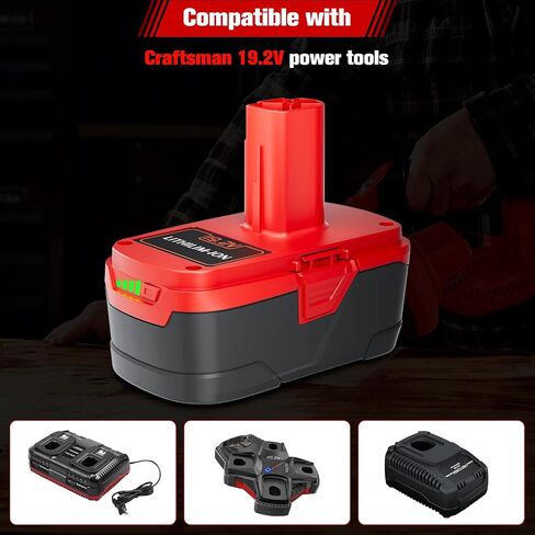 2Pack 8.0Ah 19.2 Volt Replacement for Craftsman 19.2V Battery Compatible with Craftsman C3 DieHard Battery 315.115410 315.11485 130279005 1323903 120235021 11375 11376 Cordless Power Tools in Saudi Arabia