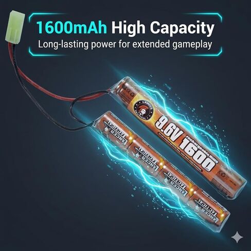 Lancer Tactical 9.6V NiMH 1600mAh Butterfly Mini Battery Pack with Mini Tamiya Connector for Airsoft Guns, AEG in Saudi Arabia