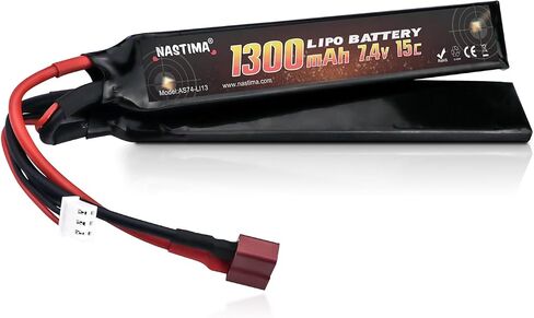 NASTIMA 7.4V 1300mAh Lipo Airsoft Battery with Deans-T Connector | 2S 15C Butterfly Battery Pack for Airsoft Guns AK47, MP5K, MP5, Scar, M249, AUG, AEG in Kuwait