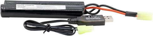 بطارية Airsoft Starter Power Pack من Elite Force لبنادق Airsoft مقاس 6 مم BB AEG | يتضمن بطارية فراشة NiMH 1200 مللي أمبير 9.6 فولت وشاحن USB in Kuwait