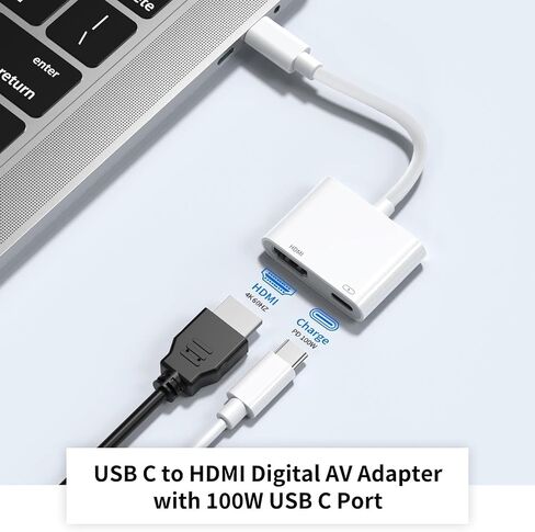 [Apple MFi Certified] USB C to HDMI Adapter for iPhone 17 16 15 to TV | 4K@60Hz Type-C to HDMI Adapter & Type C Fast Charging Port for iPhone 17 16 15 Pro Max, Galaxy S26 to HDTV Projector Monitor in Saudi Arabia