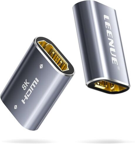 وصلة HDMI 8K محول أنثى إلى أنثى، عبوتان، فضي | موصل HDMI 2.1، ألومنيوم، يدعم 8K@60 هرتز / 4K@120 هرتز، متوافق مع HDTV، Roku، الشاشة، جهاز العرض، وحدة تحكم الألعاب in Kuwait