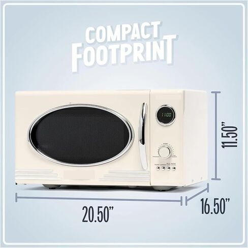 Retro Countertop Microwave Oven Large 800-Watt 0.9 Cu Ft 12 Pre-Programmed Cooking Settings Digital Clock Kitchen in Saudi Arabia