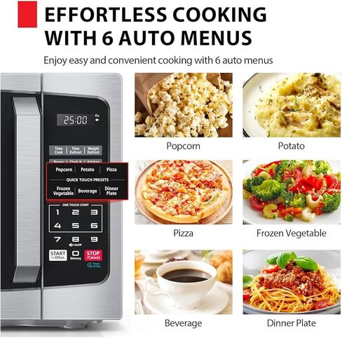 Compact 0.9 Cu Ft Microwave Oven With 6 Auto Menus, Mute Function, LED Lighting, Removable Turntable, 900W Power For Apartments in Kuwait