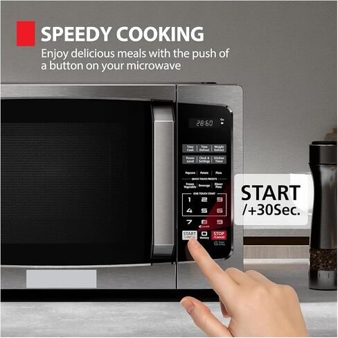 Compact 0.9 Cu Ft Microwave Oven With 6 Auto Menus, Mute Function, LED Lighting, Removable Turntable, 900W Power For Apartments in Kuwait