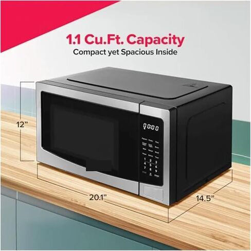 Stainless Steel Microwave Oven Multi Function Programmable 1.1 Cu Ft 1000-Watt Kitchen Appliance With Sleek Silver Finish And E in Saudi Arabia