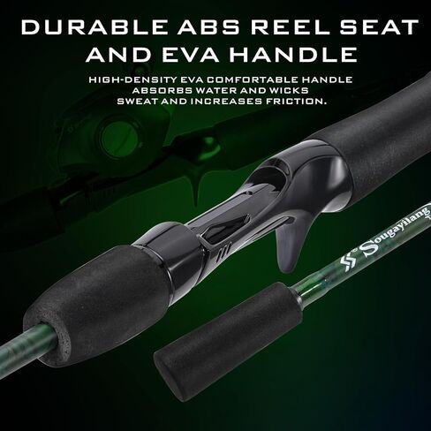 Sougayilang Fiberglass Baitcasting Rod Combo - Two-Piece Medium-Action Rod with Smooth Reel, Sensitive and Durable Combo for Freshwater in Saudi Arabia