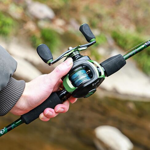 Sougayilang Fiberglass Baitcasting Rod Combo - Two-Piece Medium-Action Rod with Smooth Reel, Sensitive and Durable Combo for Freshwater in Saudi Arabia
