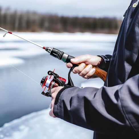 Tuxedo Sailor Ice Fishing Rod and Reel Combos - Reinforced Fiberglass Pole - Spinning Reel - Ultra Light Material Rod - Detachable - Suitable for Outdoor Fishing in Saudi Arabia