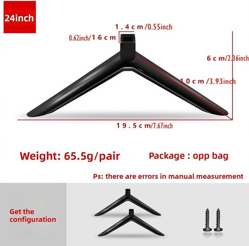 Universal TV Stand Legs for 24-27Inch TVs | 2 Pack Replacement TV Feet with Screws | Easy Install Plastic Mounting Brackets, Black Tabletop Base Stand(Check Holes Fit) in Saudi Arabia