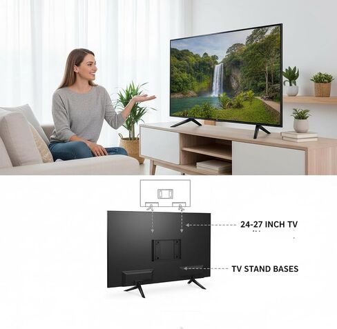 Universal TV Stand Legs for 24-27Inch TVs | 2 Pack Replacement TV Feet with Screws | Easy Install Plastic Mounting Brackets, Black Tabletop Base Stand(Check Holes Fit) in Saudi Arabia