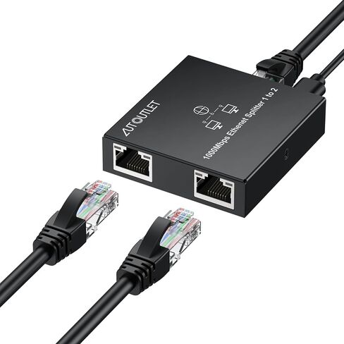 AUTOUTLET Ethernet Splitter 1 to 2, 1000Mbps RJ45 Gigabit Internet Splitter, Plug and Play, 1M USB Cable Powered Ethernet Switch 2 Port for Cat5/5e/6/7/8 Cable in Kuwait