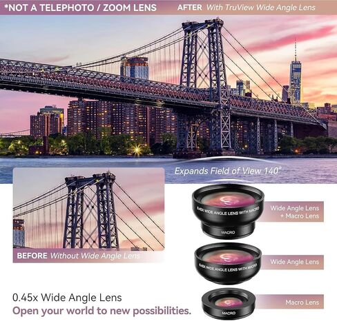 MIAO LAB 2-in-1 Phone Camera Lens Kit, 12.5X Macro + 0.45X Wide Angle (140°) Cell Phone Clip-on Lens for iPhone/Android, Includes Travel Bag in Saudi Arabia