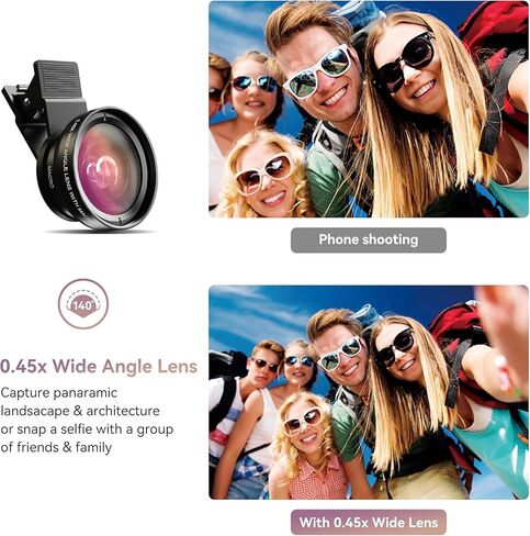MIAO LAB 2-in-1 Phone Camera Lens Kit, 12.5X Macro + 0.45X Wide Angle (140°) Cell Phone Clip-on Lens for iPhone/Android, Includes Travel Bag in Saudi Arabia