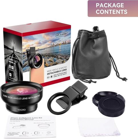 MIAO LAB 2-in-1 Phone Camera Lens Kit, 12.5X Macro + 0.45X Wide Angle (140°) Cell Phone Clip-on Lens for iPhone/Android, Includes Travel Bag in Saudi Arabia