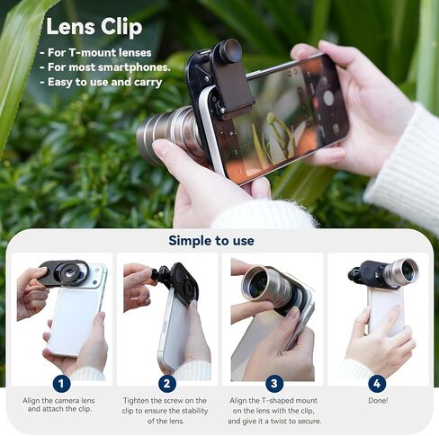 Fotorgear T‑Mount 2X Telephoto Lens + Macro Lens for iPhone 15/16/17 Pro Max & Samsung S24/S25 Ultra, High Clarity Phone Lens for Concert, Music Festival, Travel & Sports in Saudi Arabia