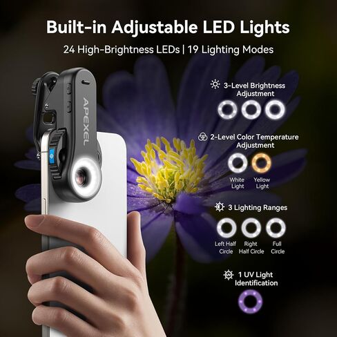 Evil Eye 40X-80X-120X Phone Microscope, Digital Microscope with CPL Filter, 16 LED, 8 UV LED, Wheel Design, Portable Microscope with Universal Clip, Ideal for iPhone 17/16/15/14/13, Samsung & Android in Kuwait