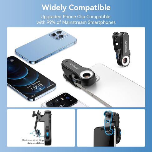 Evil Eye 40X-80X-120X Phone Microscope, Digital Microscope with CPL Filter, 16 LED, 8 UV LED, Wheel Design, Portable Microscope with Universal Clip, Ideal for iPhone 17/16/15/14/13, Samsung & Android in Kuwait