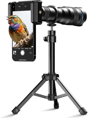 عدسة APEXEL 36X Telephoto لأجهزة iPhone وAndroid، ومجموعة عدسات كاميرا iPhone | طقم عدسات تركيز يدوي 36X ثابتة مع حامل ثلاثي القوائم وحامل هاتف ومنظار عين للطيور والرياضة ومشاهدة المناظر الطبيعية in Kuwait