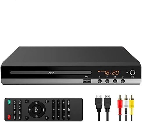 DVD Player for TV Home CD Player with Remote 1080P HD Compact Player All Region Free HDMI and RCA Cables USB Input, Support Monitor and Projector, New & Old TVs in Saudi Arabia