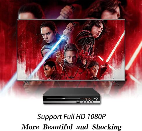 DVD Player for TV Home CD Player with Remote 1080P HD Compact Player All Region Free HDMI and RCA Cables USB Input, Support Monitor and Projector, New & Old TVs in Saudi Arabia