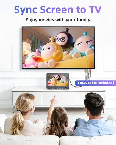 10.5" Car DVD Player Dual Screen 1080P HDMI Input, Rechargeable,2 Brackets | FELEMAN Dual Portable DVD Player for Car Play A Same or Two Different Movies, 5-Hour Rechargeable, Support USB, Region Free in Saudi Arabia