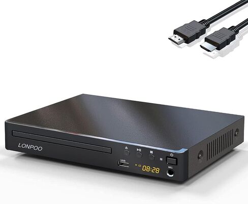 LONPOO DVD Player with HDMI for TV, Region Free DVD Player | 1080p Upscaling,Multi-Region,Full HD Picture Quality,Microphone Port,USB Playback,HDMI & AV Cable Included in Saudi Arabia