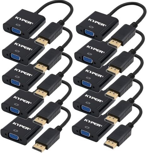 Kyper USKyper-1377 (10 Pack) DisplayPort DP to VGA Adapter Male to Female, 1080P Gold-Plated Converter for Computer Desktop Laptop Monitor Projector HDTV Compatible All Brands in Saudi Arabia