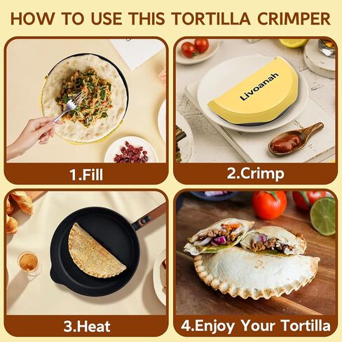 Tortilla Sealer Crimper Press - 4-in-1Quesadilla Maker for 4, 6, 8, 10 Inch Multi-Size Quesadilla Crimper | Burrito Maker for Large Batches, Tacos & Empanadas | BPA-Free & Dishwasher Safe in Saudi Arabia