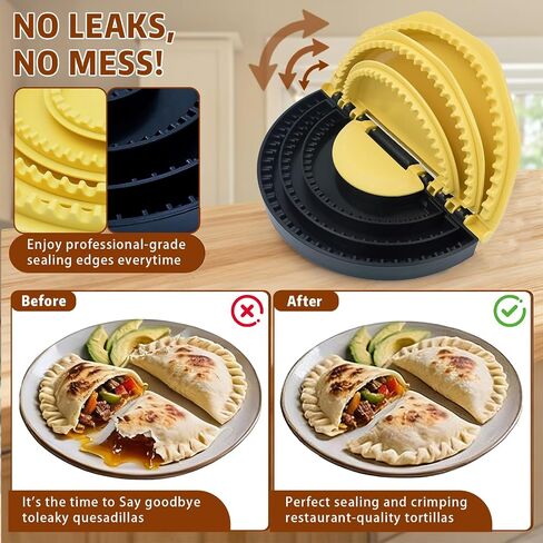 Tortilla Sealer Crimper Press - 4-in-1Quesadilla Maker for 4, 6, 8, 10 Inch Multi-Size Quesadilla Crimper | Burrito Maker for Large Batches, Tacos & Empanadas | BPA-Free & Dishwasher Safe in Saudi Arabia
