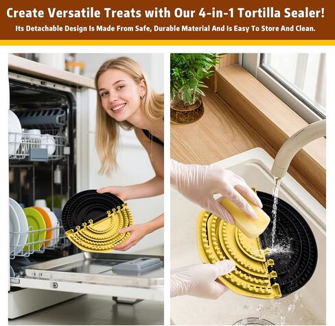 Tortilla Sealer Crimper Press - 4-in-1Quesadilla Maker for 4, 6, 8, 10 Inch Multi-Size Quesadilla Crimper | Burrito Maker for Large Batches, Tacos & Empanadas | BPA-Free & Dishwasher Safe in Saudi Arabia