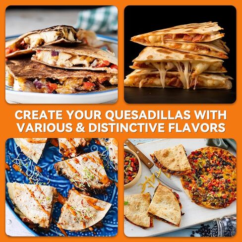 Baker's Friend Electric Quesadilla Maker with Extra Stuffing Design, 9.5 Inch with Easy Slice 6 Wedge, Non Stick Surface, Non-Slip Feet, Grilled Cheese Maker Machine, White in Saudi Arabia
