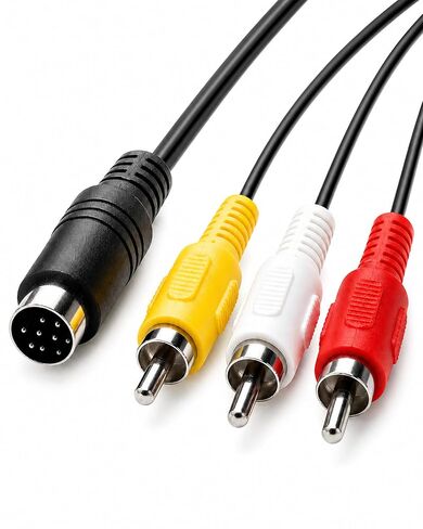 AV Cable for Sega Genesis 2 and Genesis 3, 6FT / 1.8M Composite RCA Audio Video Cable, 9-Pin Console Connector to Yellow White Red RCA Plugs, Connects Genesis 2 3 to TV in Kuwait