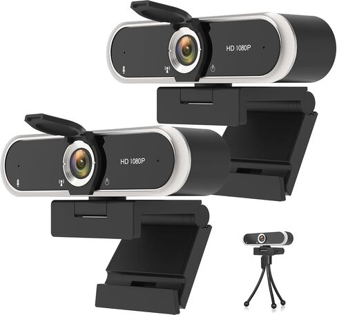 Webcam 1080P with Microphone & Privacy Cover for PC/Laptop, USB Computer Camera Plug & Play with Auto Light Correction for Video Calls, Live Streaming Gaming & Online Meetings in Saudi Arabia