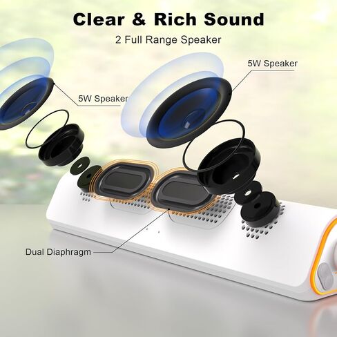 SOULION Bluetooth Computer Speakers for Desktop Monitor PC USB Powered | USB Powered & 3.5mm, Colorful LED Lights, Switch Button Clear & Rich Sound, Breathable Cloth,Surround Soundbar in Saudi Arabia