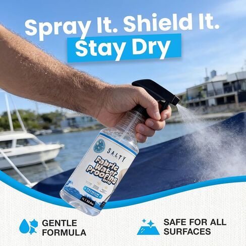 Salty Captain Fabric Waterproofing Spray | 33.8oz | Water Repellent, UV Protection, Breathable Spray for Boats, Tents, Jackets, and Outdoor Gear in Saudi Arabia