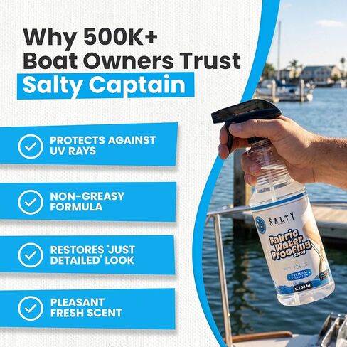 Salty Captain Fabric Waterproofing Spray | 33.8oz | Water Repellent, UV Protection, Breathable Spray for Boats, Tents, Jackets, and Outdoor Gear in Saudi Arabia
