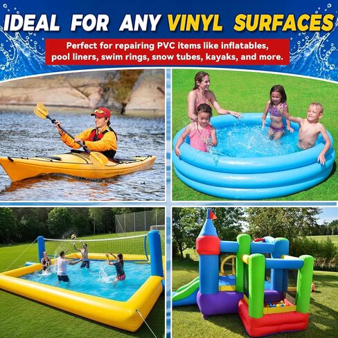 Air Mattress Patch Kit, 60 ml, Waterproof PVC Glue and Vinyl Patches | For inflatable mattresses, pools, boats, kayaks and rafts, for repairing punctures, tears and leaks in Saudi Arabia