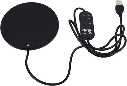 Cup Warmer, 5 Temperature Adjustable Timer USB 10W | Steady Warmth for Coffee Tea Milk, Auto Off Timer Saves Power, Slim 7mm Base Fits Desks and Nightstands, for and Students in Saudi Arabia