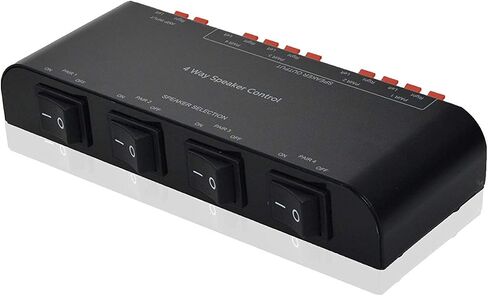 4-Channel Speaker Switcher Selector Box with Terminal Claps 200W RMS Max 100W Switchable, Black in Saudi Arabia