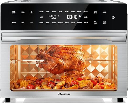 Beelicious 32QT Extra Large Air Fryer, 19-In-1 Air Fryer Toaster Oven Combo with Rotisserie and Dehydrator, Digital Convection Oven Countertop Airfryer Fit 13" Pizza, 6 Accessories, 1800w, Black in Saudi Arabia