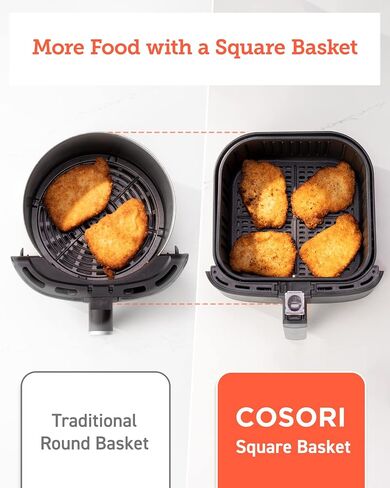 COSORI Pro Gen 2 Air Fryer 5.8QT, Upgraded Version with Stable Performance & Sleek New Look, 13 One Touch Functions, 100 Paper & 1100 Online Recipes, Dishwasher-Safe Detachable Square Basket, Black in Saudi Arabia