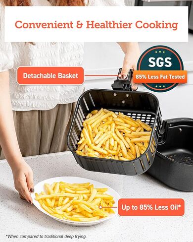COSORI Pro Gen 2 Air Fryer 5.8QT, Upgraded Version with Stable Performance & Sleek New Look, 13 One Touch Functions, 100 Paper & 1100 Online Recipes, Dishwasher-Safe Detachable Square Basket, Black in Saudi Arabia