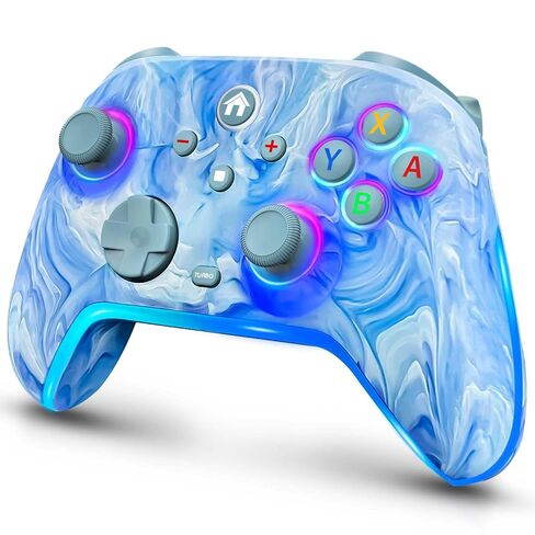 Wireless Pro Controller for Switch/OLED/Lite - 1200mAh Rechargeable Switch Turbo Controller with 10 RGB Led Light, Programmable, Wake Up - Wireless iOS Android Remote Gamepad, Wired PC Game Joystick in Saudi Arabia