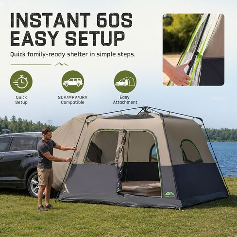 Happy Travel SUV Tents for Camping, 6 Person Instant Car Tent with Rainfly | 60 Seconds Easy Setup Pop up Tent, Waterproof Car Tailgate Tent, Cabin Tent with Expandable Carry Bag, 10'W X 10'L X 7.1'H in Kuwait
