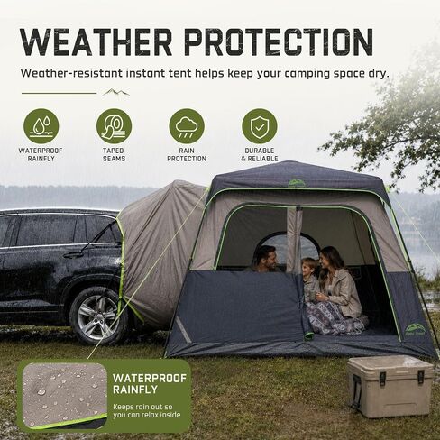 Happy Travel SUV Tents for Camping, 6 Person Instant Car Tent with Rainfly | 60 Seconds Easy Setup Pop up Tent, Waterproof Car Tailgate Tent, Cabin Tent with Expandable Carry Bag, 10'W X 10'L X 7.1'H in Kuwait