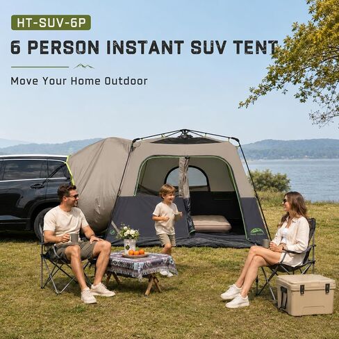Happy Travel SUV Tents for Camping, 6 Person Instant Car Tent with Rainfly | 60 Seconds Easy Setup Pop up Tent, Waterproof Car Tailgate Tent, Cabin Tent with Expandable Carry Bag, 10'W X 10'L X 7.1'H in Kuwait