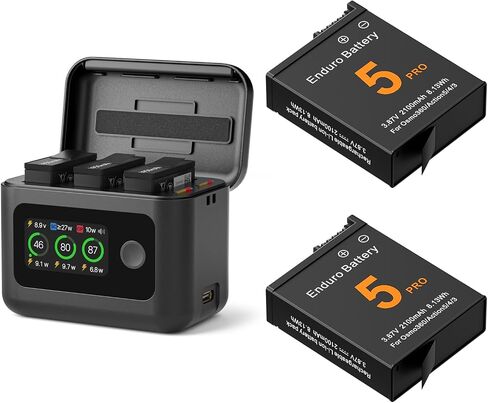 YDW Osmo 360 Battery(2 Packs) with 27W Fast Intelligent Bi-Directional Charging Hub Compatible with DJI Osmo 360/Action 6/Action 5 Pro/Action 4/Action 3 w/LCD Display Shows Battery SOC in Saudi Arabia